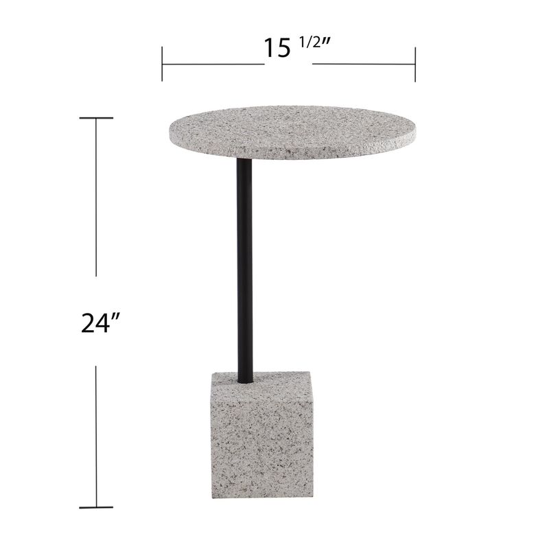 Homezia 24" Black and White Faux Marble Round End Table