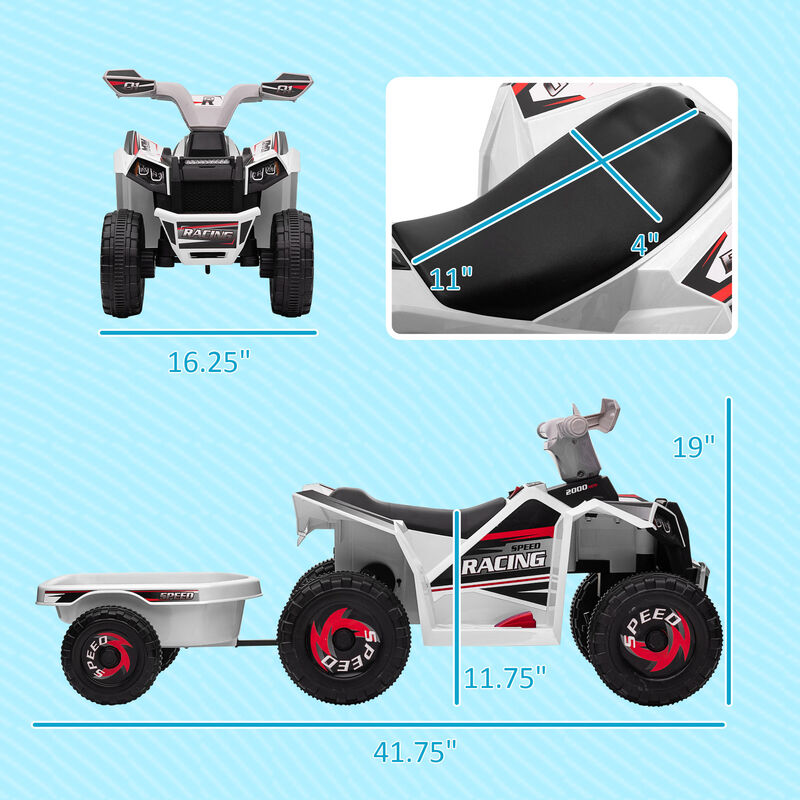 BreeBe 6V Electric Toy Car with Back Trailer, Forward Backward, Wear-Resistant Wheels image number 2
