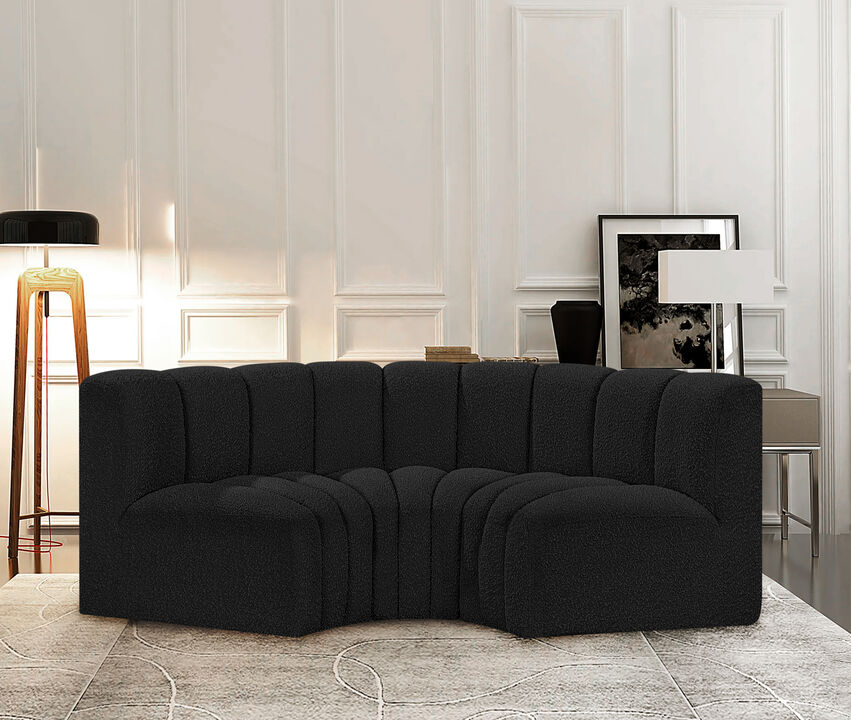 Meridian Furniture Arc Black Boucle Fabric Modular Sofa