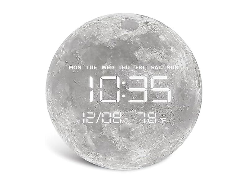 Digital Wall Clock LED Moon Earth Design Temperature 7 X 8 Inch 13 Inch image number 0