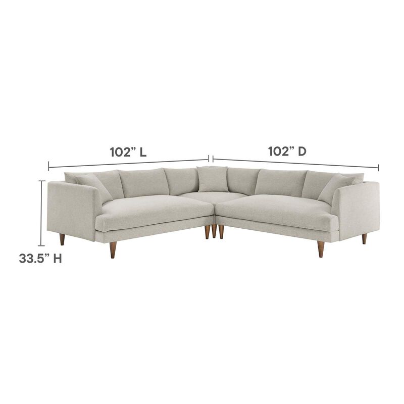Zoya Down Filled Overstuffed 3-Piece Sectional Sofa image number 3