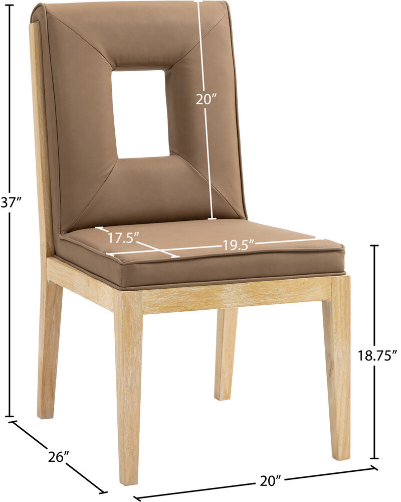 Meridian Furniture Gwendolyn Brown Vegan Leather Dining Side Chair, Set of 2