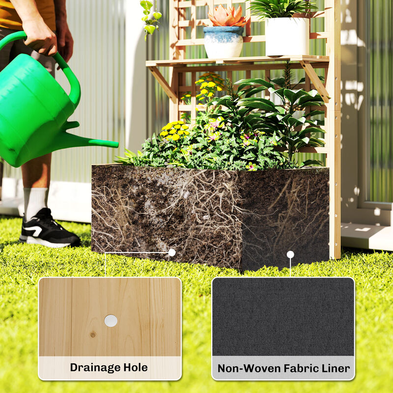 Hivvago Wooden Elevated Planter with Trellis and Storage Shelves image number 6