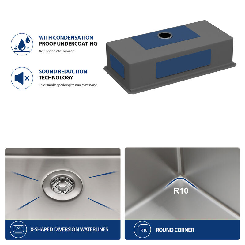 36 in. Undermount Single Bowl 16-Gauge Stainless Steel Workstation Kitchen Sink with Bottom Grid and Strainer image number 5