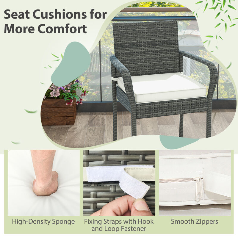 High-Back Wicker Barstools with Cushions – Set of 2 for Patio, Porch or Deck