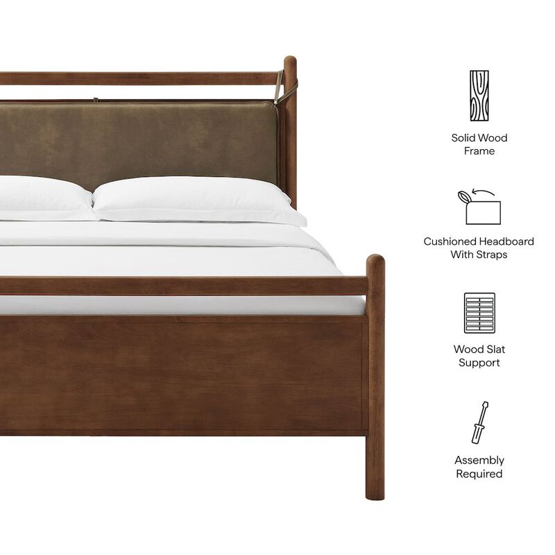 Leni Full Size Vegan Leather and Wood Platform Bed Frame image number 1