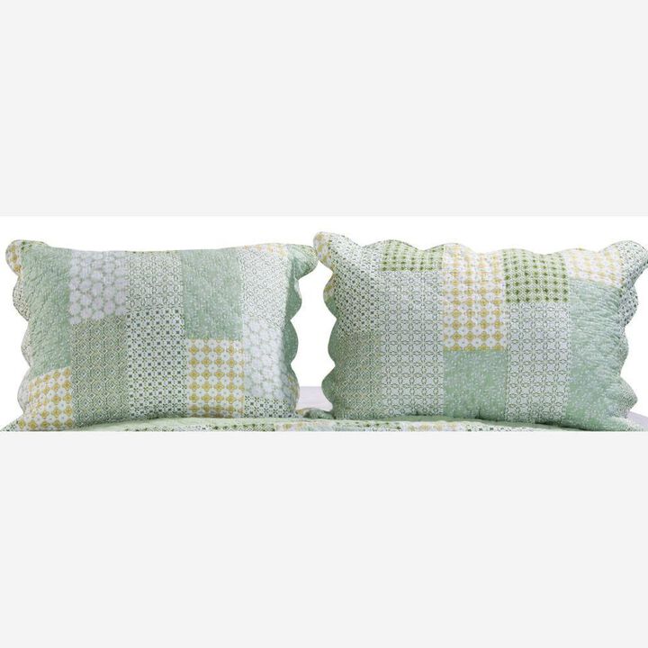 Greenland Home Fashions Barefoot Bungalow Juniper Geometric Patterns in Natural Colors and Classic Motifs Pillow Sham - Standard 20x26", Sage