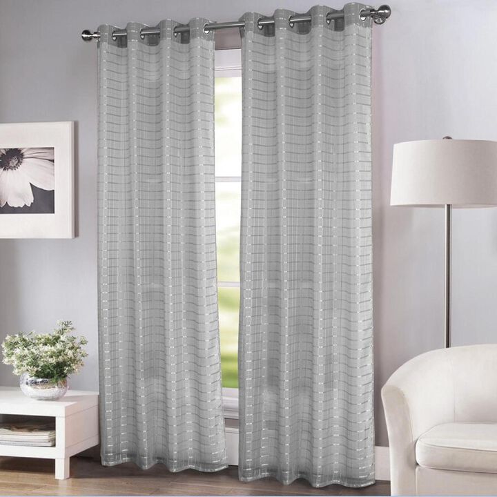Wanda Box Voile 2-Piece Blackout Curtain 38" X 84" Silver by Rt Designers Collection