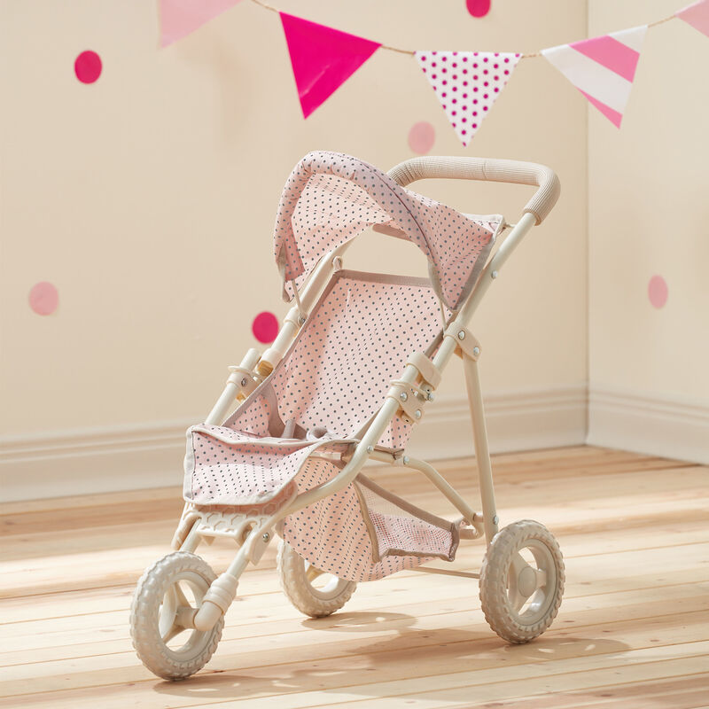 Olivia's Little World Polka Dot Princess Baby Doll Jogging Stroller, Pink/Gray image number 1