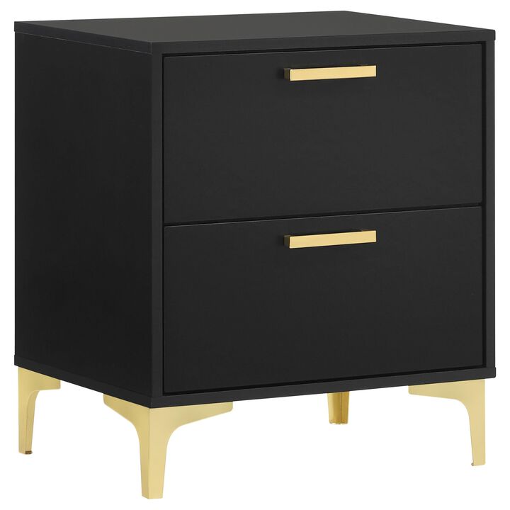 Coaster Home Furnishings Kendall 2-Drawer Nightstand Black and Gold