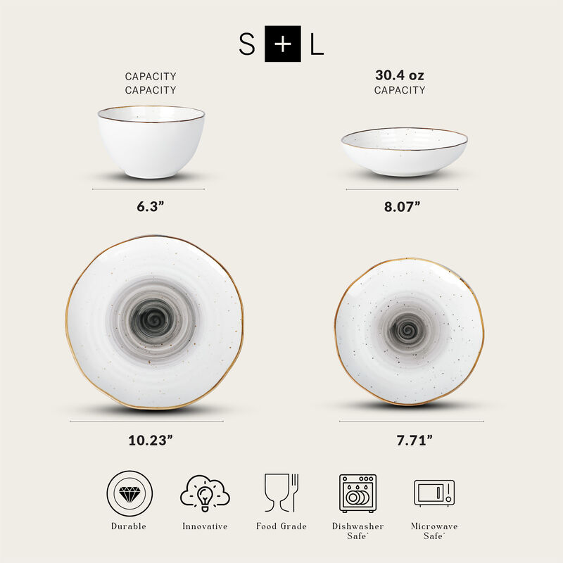 Christian Siriano Luma Porcelain 16 Piece Dinnerware Set