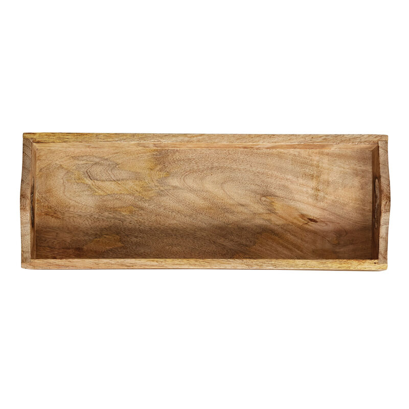 2-Piece Mango Wood Serving Trays with Handles, Natural image number 3