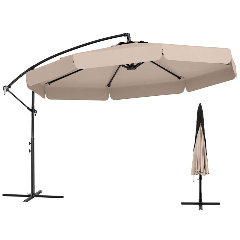 Patio Cantilever Umbrella with Cover &ndash; Tilt Adjustment & Decorative Ruffled Edge