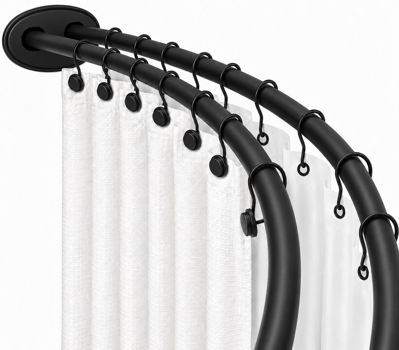 Utopia Alley Signature Aluminum Series Double Curved Shower Curtain Rod, Adjustable 45-72 Inch, Rustproof Aluminum, Dual Rod Design, Separates Curtain & Liner, Adds 8 Inches More Space