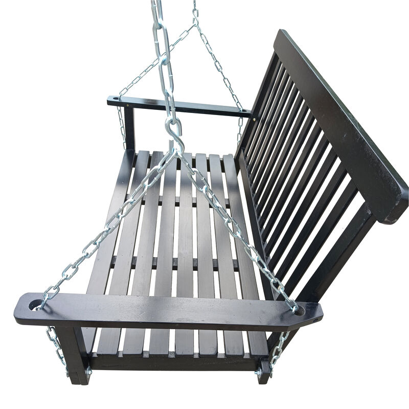 Front Porch Swing with Armrests and Hanging Chains for Outdoor Seating