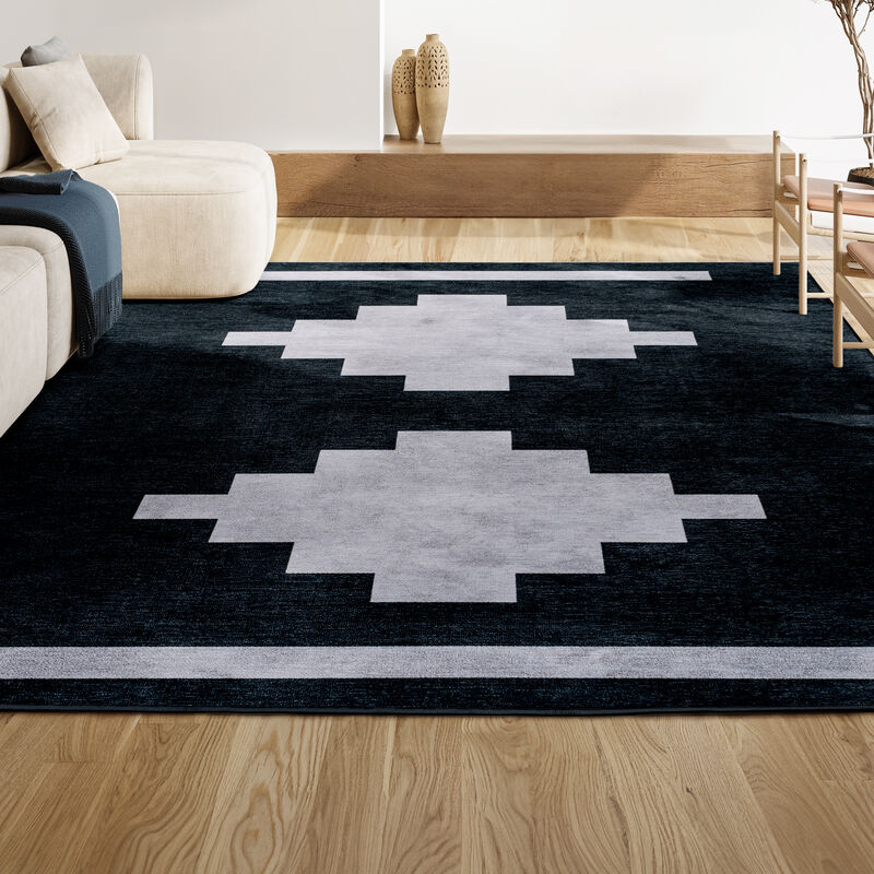 Adriel Geometric Tribal Medallion Machine Washable Area Rug