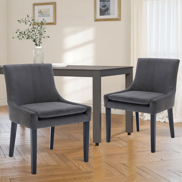 COLAMY MAIRA Transitional Neutral Dining Chair-Dark Grey Set of 2