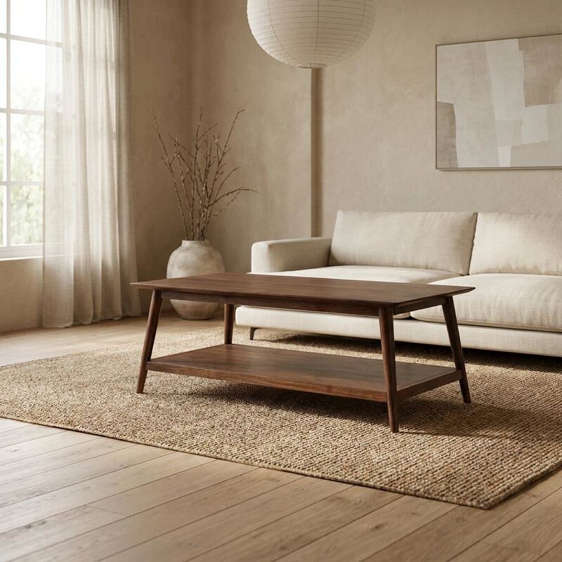 Starlight Canyon Home Solid Acacia Wood Coffee Table with Mid-Century Modern Style for Living Room image number 3