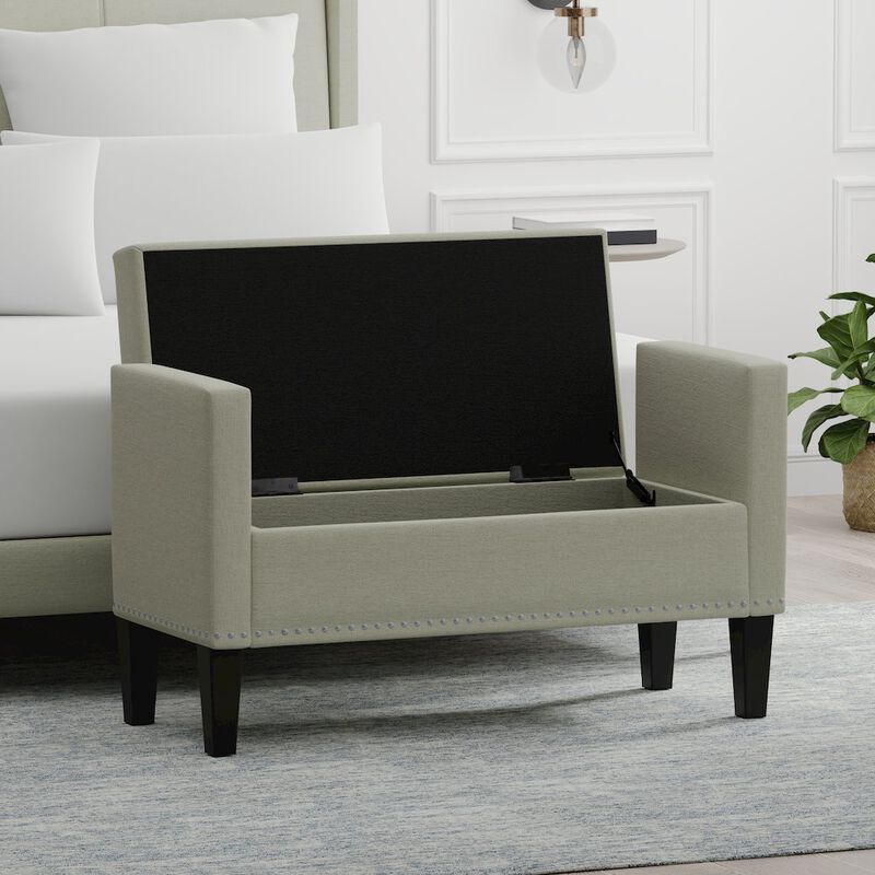 Rize Home 41.5 Storage Bench with Nailhead - Beige image number 5