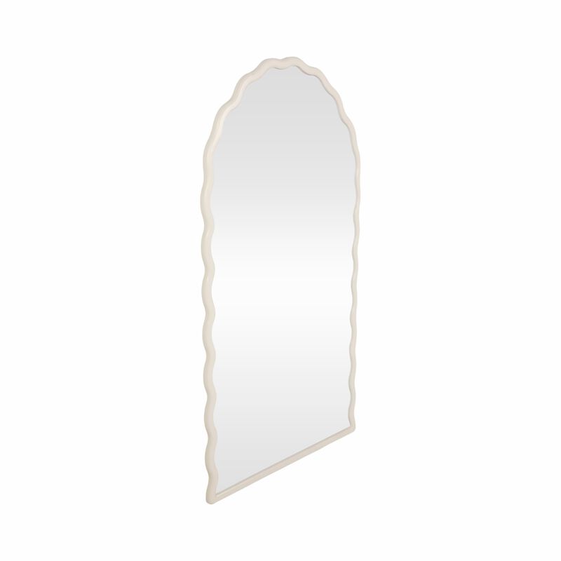 31x59" Wavy Leaner Mirror, White image number 1