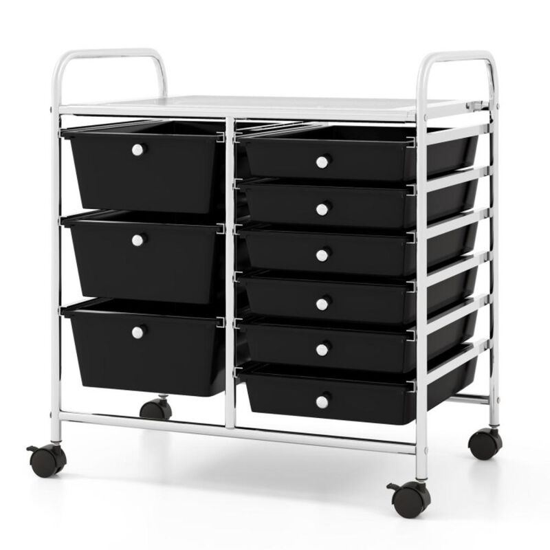Hivvago 9-Drawer Rolling Storage Cart with Colorful Drawers and Metal Frame