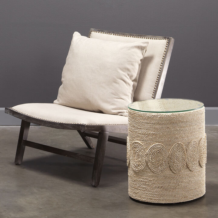 Barbados Oval Corn-Straw Side Table