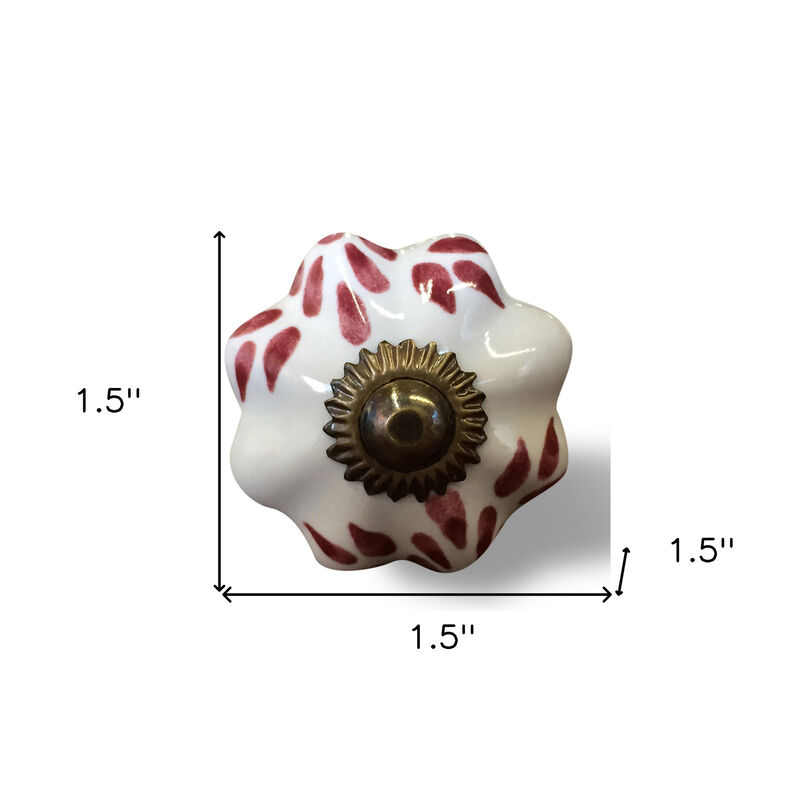 HomeRoots Set of Eight Brown And White Ceramic And Metal Drawer Pull Knobs image number 4