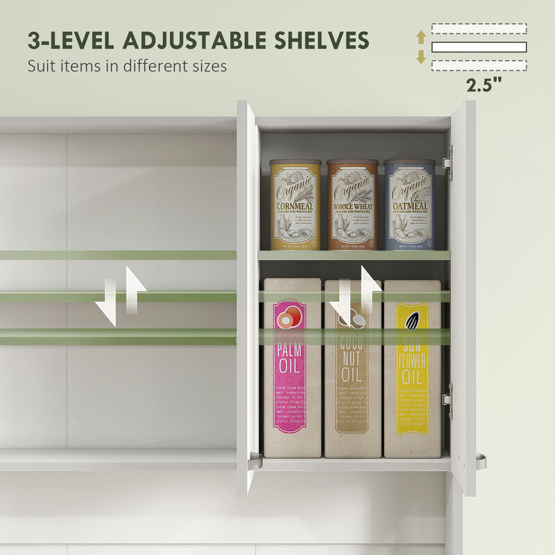 Hivvago Tall Storage Cabinet with Countertop and 3 Adjustable Shelves image number 4