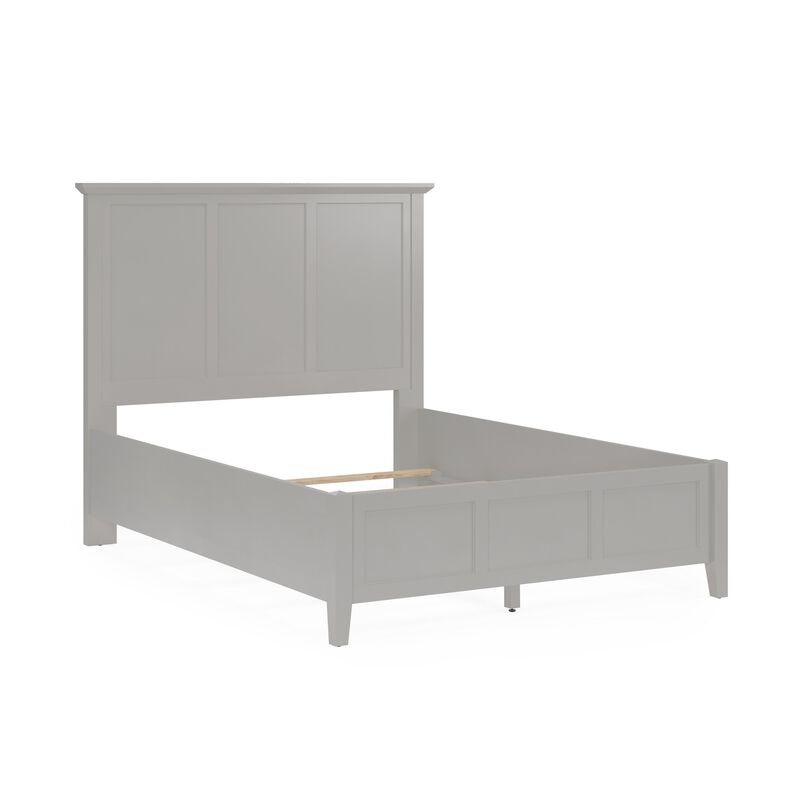 Fritz King Size Bed, Three Panel Design, Beveled Top, Gray Solid Wood - Benzara