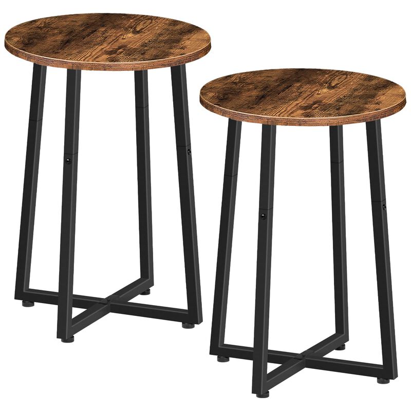 HOOBRO Round Side Tables Set of 2, Round End Accent Tables with Sturdy X-Shaped Metal Frame, 15.7"" Round Nightstands, for Livin