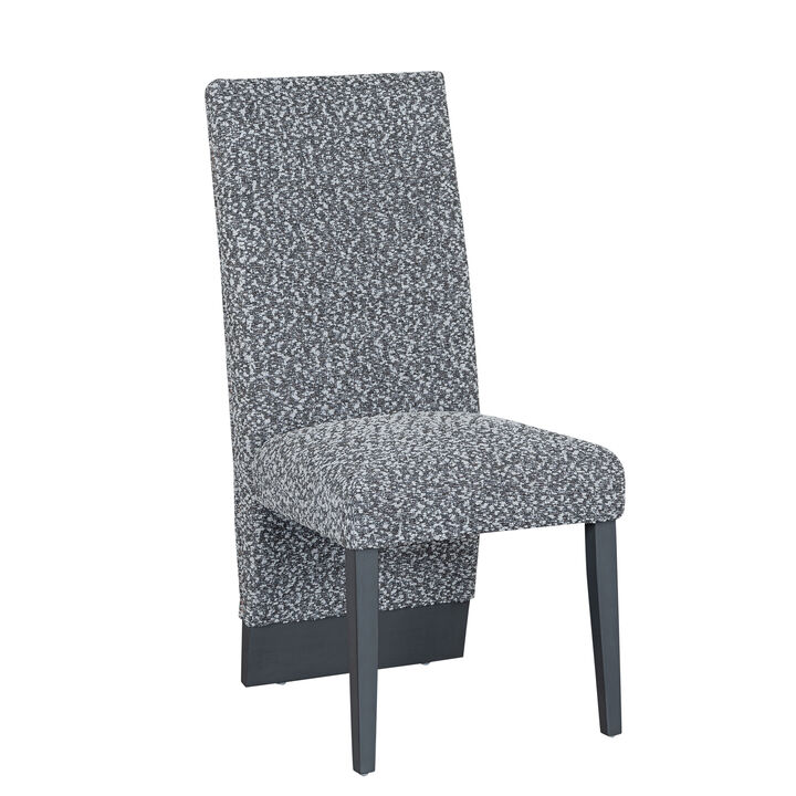 White Grey Upholstered Dining Chairs Set of 2
