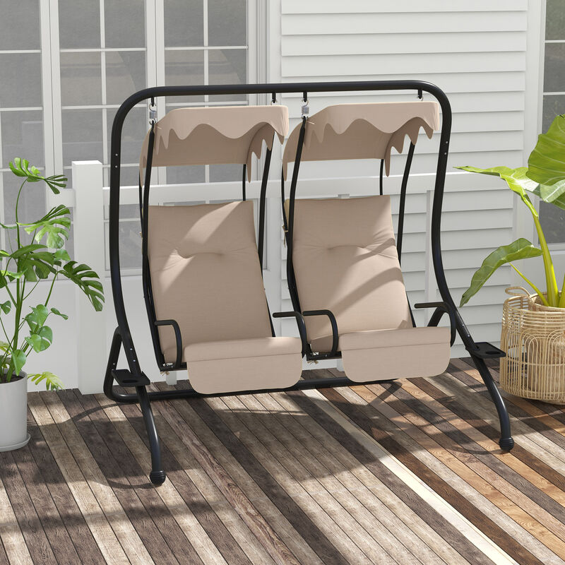 Hivvago Outdoor Swing Bench with Adjustable Canopy image number 1
