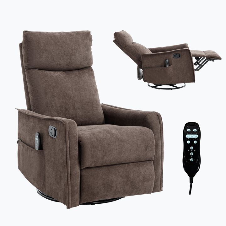 Manual Recliner Chair with Heat and Massage, Rocker and Swivel Chair in Fabric for Living Room