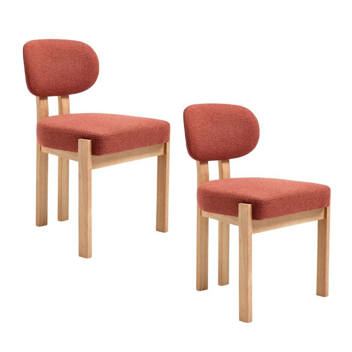 Envelor Farmhouse Chenille Upholstered Cane Leg Dining Chair, Set of 2