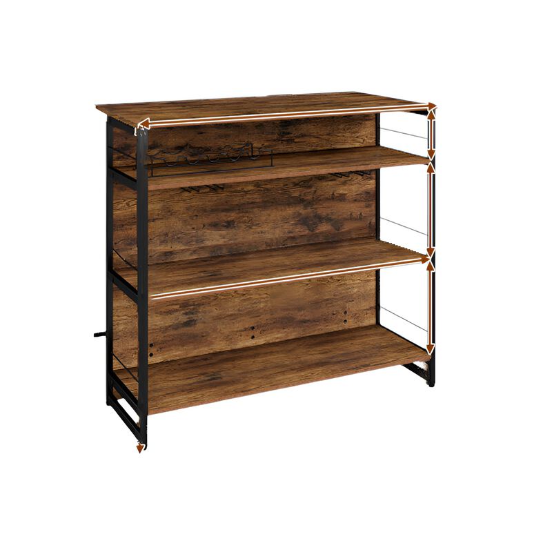 Kitchen Island Mini Bar with 4 Tiers, Footrest, and Built-In Wine Rack-Coffee image number 0