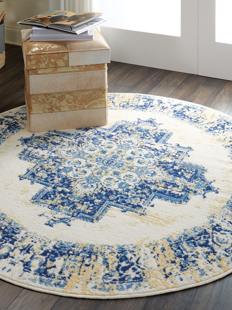 Grafix GRF14 White 5'3" x Round Rug