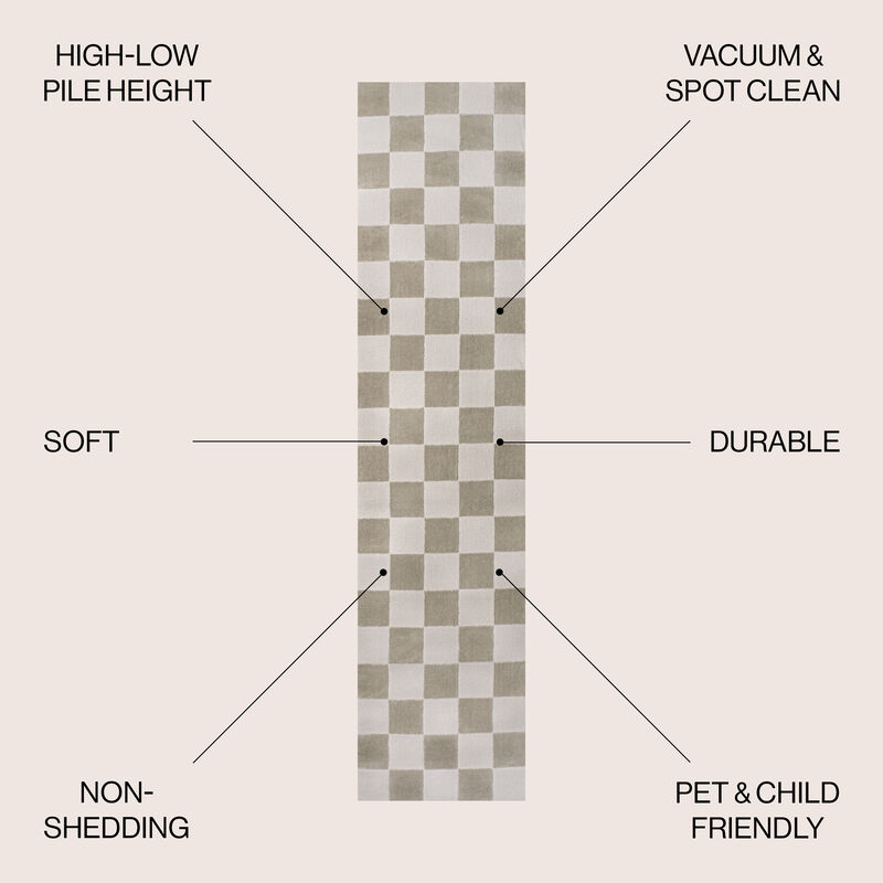 Thea Modern Geometric Checkerboard High-Low Area Rug