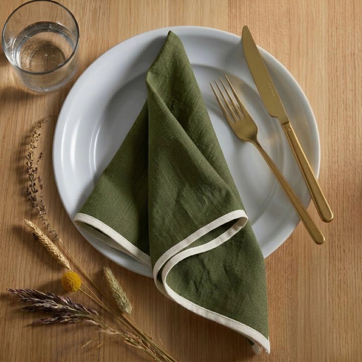 Linen Dinner Napkins Set of 4 for Dining Table Decor, 20 x 20 Inch - Kensington