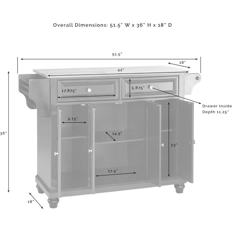 Cambridge Wood Top Full Size Kitchen Island/Cart