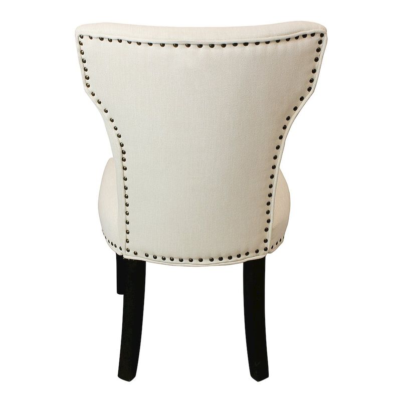 Jill Linen Fabric Side Chair Ivory with Antique Brown - Set of 2