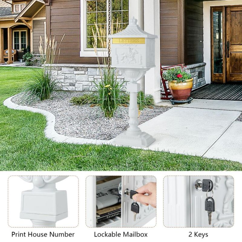 Hivvago Retro Cast Aluminum Mailbox Security Postal Letter Box with Baffle Door