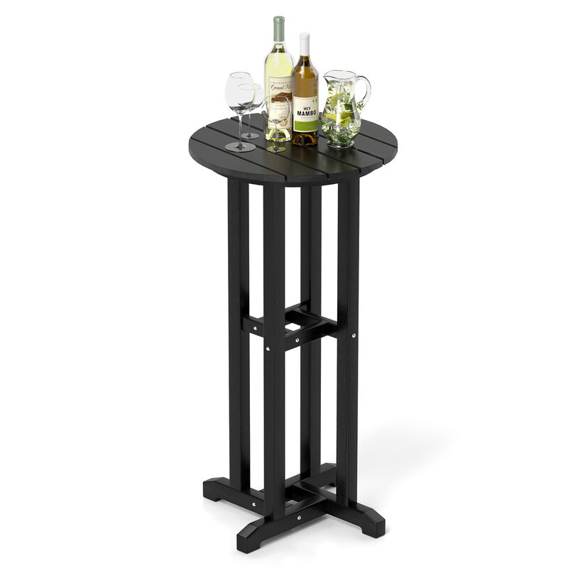 Outdoor Bar Table – Round HDPE Bar Height Table with Slatted Design