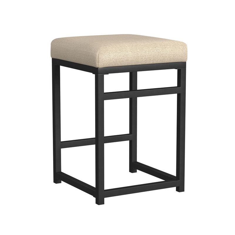 Toko Backless Counter Height Stool, Brown Polyester Industrial Black image number 0