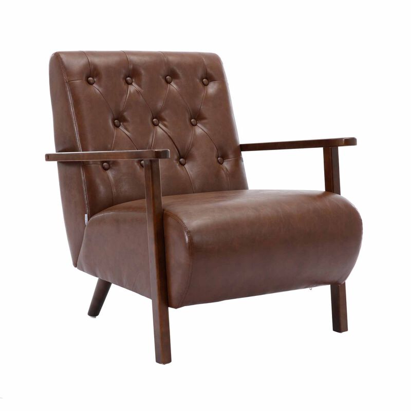 Wood Frame Armchair, Modern Accent Chair Lounge Chair for Living Room image number 1