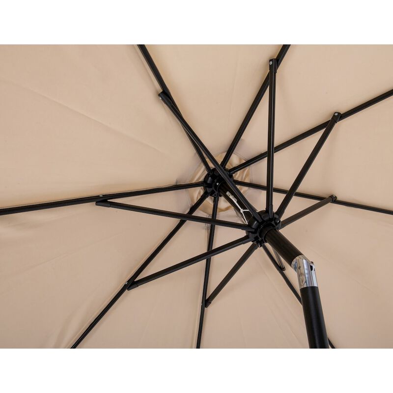 Meridian Furniture Fiji Beige Fabric / Matte Black Aluminum Patio Umbrella with Base Sets
