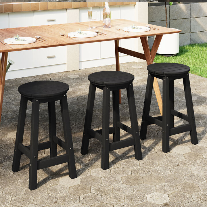 WestinTrends 24" HDPE Outdoor Patio Round Counter Height Bar Stool Set of 3