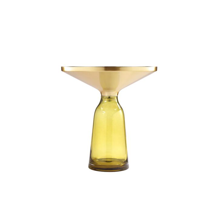 Pangea Home Gbelinda Side Table Yellow Glass