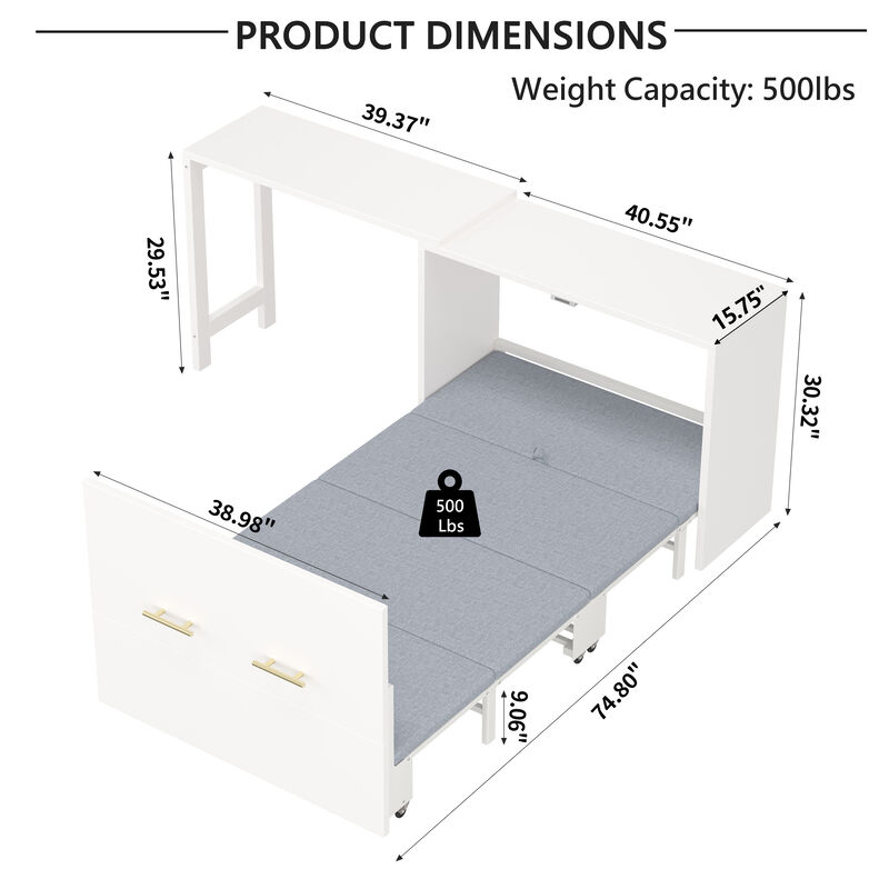 Merax Murphy Cabinet Bed with Adjustable Position Desk