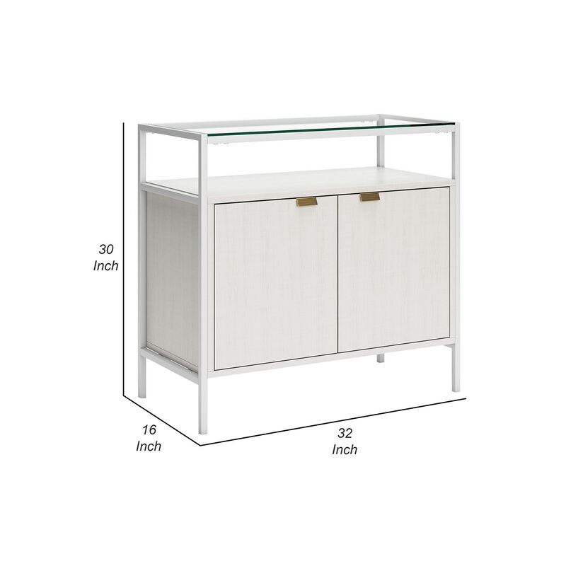 Deni 32 Inch Small Sideboard Bookcase, One Shelf and 2 Doors image number 5