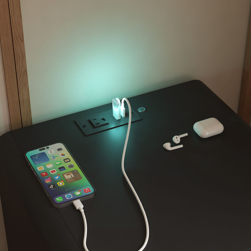 Smart Nightstand with Charging Station Voice-Controlled Night Light LED image number 6